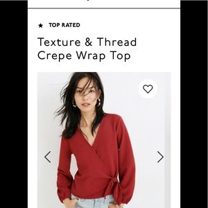 Madewell Texture &Thread Wrap Top Deep Crimson MED